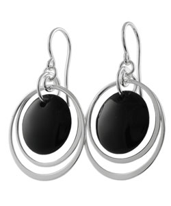 Sterling Silver Black Onyx Shepherds Hook Earrings
