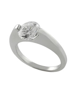 Sterling Silver Tension Set Round CZ Ring