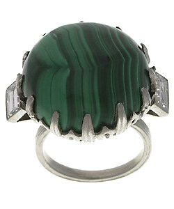 Platinum Diamond & Malachite Antique Cocktail Ring