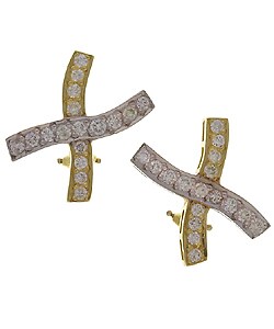 18k Two-tone Gold 2ct Diamond X Earrings