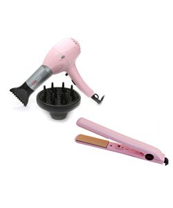 CHI Pink Flat Iron and Dryer Combo