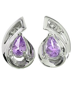 14k White Gold Tanzanite & Diamond Earrings