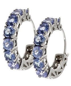 10k White Gold Tanzanite Hoop Earrings