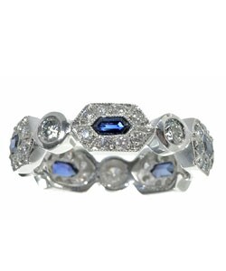 Tacori Platinum 7/8ct TDW Diamond and Sapphire Ring (G, VS)