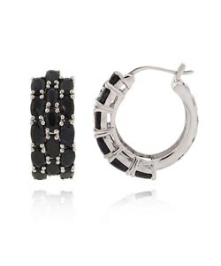 Glitzy Rocks Sterling Silver 10.2 CTW Sapphire 3-tier Hoop Earrings
