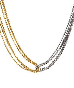 14k Two-tone 3-strand Ball Necklace