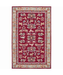 Hand-hooked Country Home Rust Wool Rug (5' x 8')