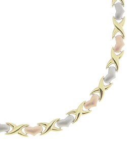 18k Goldplated Tri-color Gold Heart Necklace