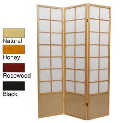 Wood and Rice Paper 6-foot 3-panel Zen Shoji Room Divider (China)