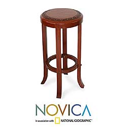 Mohena and Leather Moche Bar Stool (Peru)
