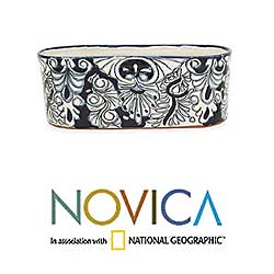 Ceramic Blue Cradle Flowerpot (Mexico)