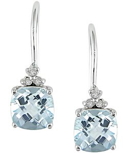 10k White Gold Sky Blue Topaz Hook Earrings