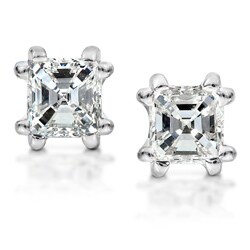 14k White Gold 1 1/4ct TDW Asscher Diamond Stud (H-I, SI1-SI2)
