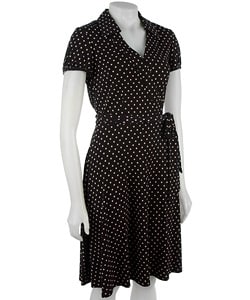 Polka  Dress on Tahari Asl Polka Dot Jersey Wrap Shirt Dress   Overstock Com