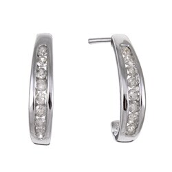 10k White Gold 1/4ct TDW Diamond J Hoop Earrings ( K-L, I3)