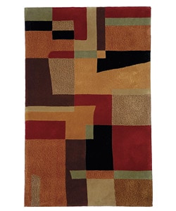 Handmade Rodeo Drive Modern Deco Rust/ Multi N.Z. Wool Rug (3'6 x 5'6)