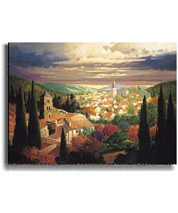 Village in the Sun by Hayslett Stretched Canvas