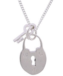 Sterling Silver Padlock and Key Necklace