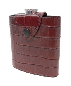 Bass Genuine Leather Croc Skin 6-oz Flask