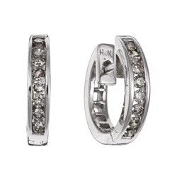 10k White Gold 1/4ct TDW Diamond Hoop Earrings (K-L, I3)