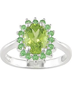 Sterling Silver Peridot Tsavorite Ring