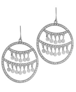 14k White Gold Circles Chandelier Earrings