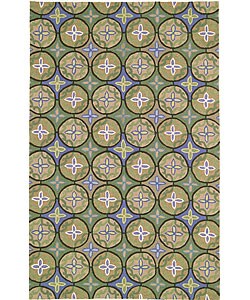 Hand-hooked Oxford Tile Wool Rug (5' x 8')