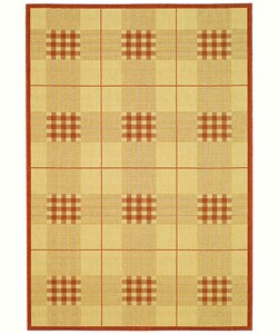 Courtyard Indoor/ Outdoor Regal Natural/ Terracotta Polypropylene Rug (6'7 x 9'6)