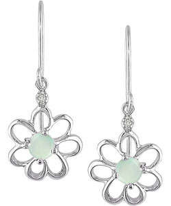 10k Opal Diamond October Birth Stone Earrings