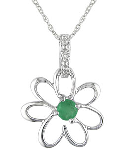10k Emerald Diamond May Birth Stone Pendant