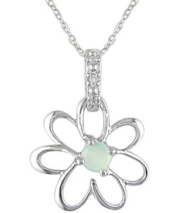 10k Opal Diamond October Birth Stone Pendant