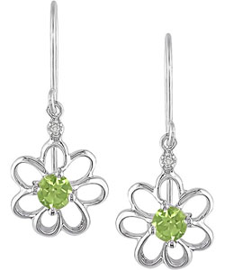 10k Peridot Diamond August Birth Stone Earrings