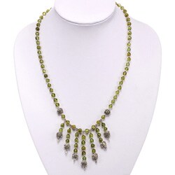 Silver and Green Peridot Necklace