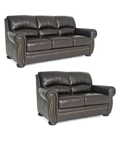 Benjamin Brown Leather Sofa and Loveseat