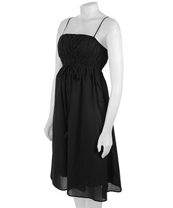Lapis Solid Black A-line Dress