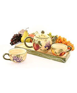 Tuscan Handpainted Tea Set with Tray