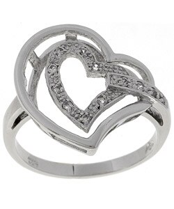 Sterling Silver Double Open CZ Heart Ring