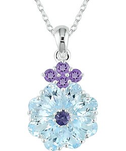Sky Blue Topaz and Amethyst Necklace