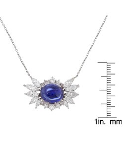 Platinum Cabochon Sapphire 2ct Diamond Necklace