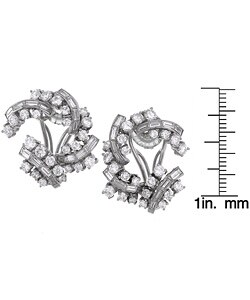 Platinum and 6ct Diamond Cluster Earrings