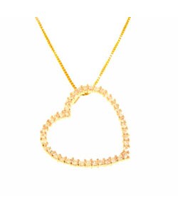 Gold over Silver Cubic Zirconia Heart Pendant