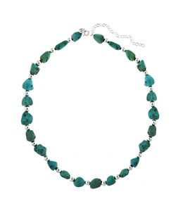 Stonique Creations Sterling Silver Genuine Turquoise Bead Necklace