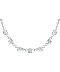 18k Gold Aquamarine 1-3/4ct TDW Diamond Necklace