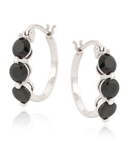Glitzy Rocks Sterling Silver Sapphire Hoop Earrings