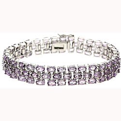 Glitzy Rocks Sterling Silver Amethyst Three-Tier Bracelet