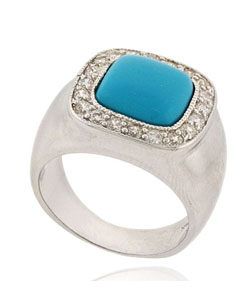 Icz Stonez Sterling Silver Blue Turquoise CZ Ring