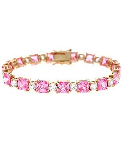 Icz Stonez 18k Gold over Sterling Silver Pink CZ Bracelet