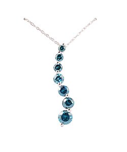 14k White Gold 1ct TDW Blue Diamond Pendant