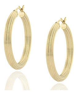 18k Gold Overlay Sterling Silver Hoop Earrings