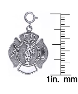 14k White Gold Fire Department Maltese Cross Charm